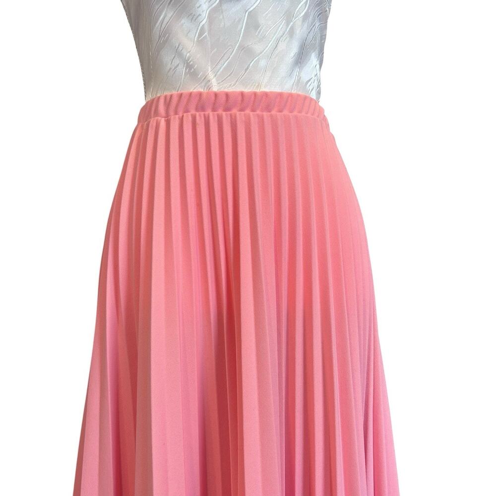 Vintage 80s Pleated Pink Midi Skirt Sz Medium - Picture 5 of 14